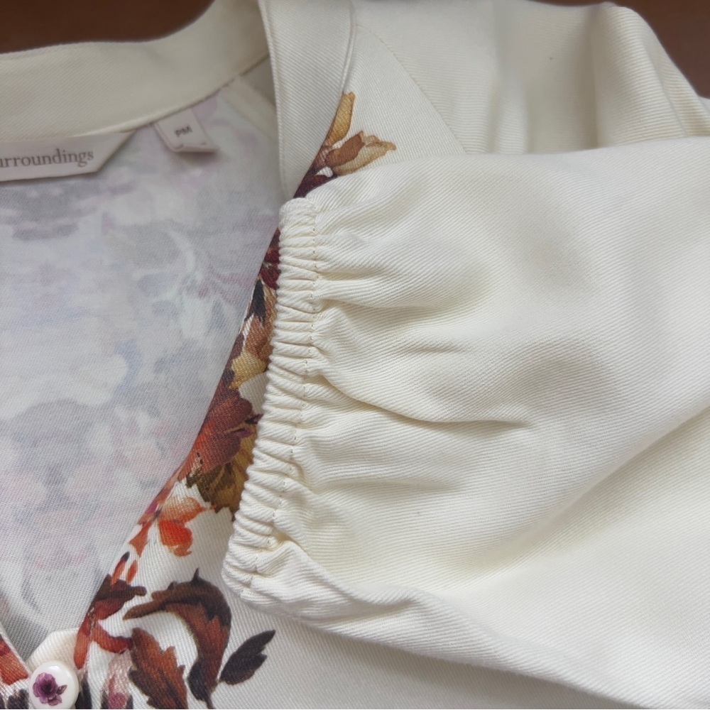 Soft Surroundings Women's Sz M Cream Multi Floral Paulette Maxi Shirt Dress - Picture 10 of 13
